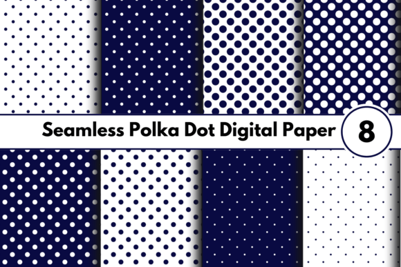 Download Navy Polka Dot Digital Paper Set - Digital paper Collection