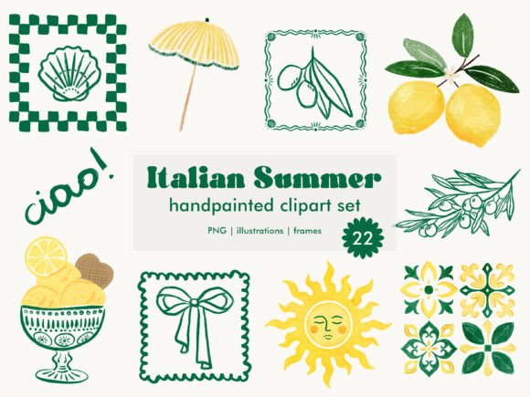 Download Italian Summer Mediterranean Clipart Set - Clipart Collection