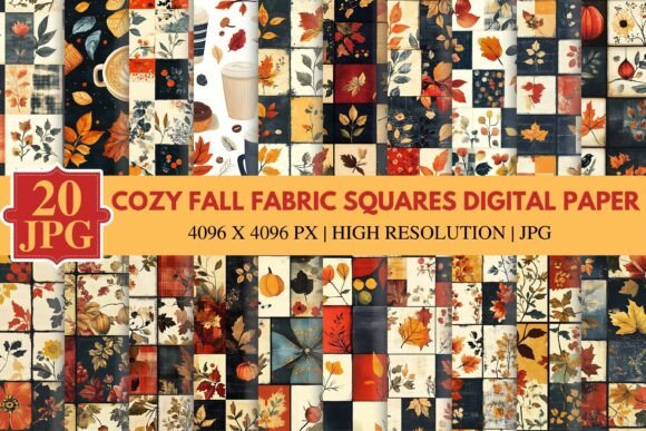 Download Cozy Fall Fabric Squares Digital Paper - Digital paper Collection
