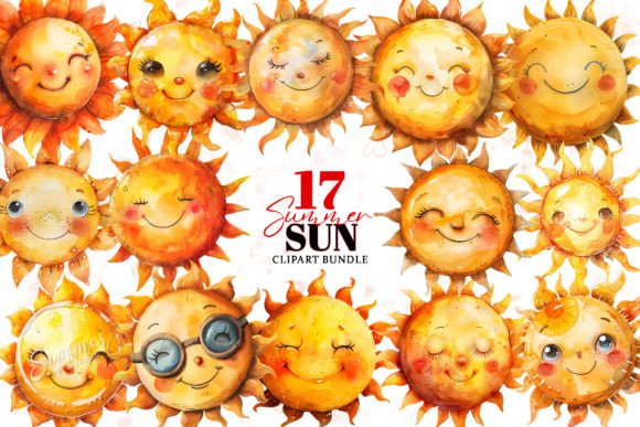 Download Cute Summer Sun Watercolor Clipart - Clipart Collection