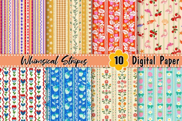 Download Whimsical Stripes Digital Paper - Digital paper Collection
