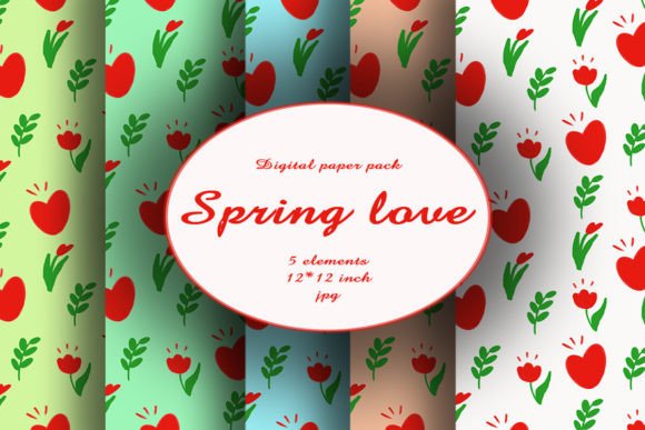 Download About Spring Love Digital Paper Graphic - Digital paper Collection