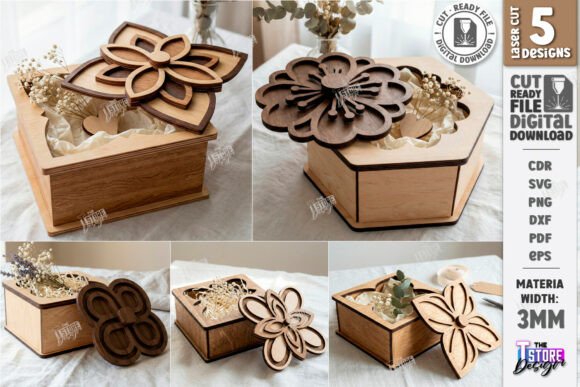 Download Flower Gift Boxes Laser Cut Bundle | CNC - Flower Collection