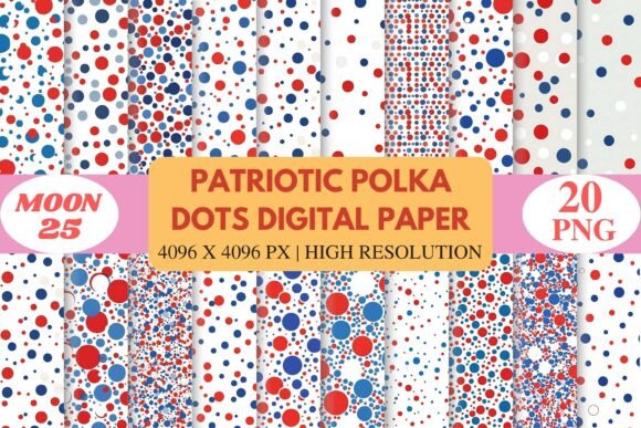 Download Patriotic Polka Dots Digital Paper - Digital paper Collection