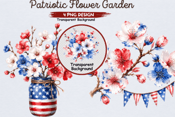 Download Patriotic Flower Garden Clipart PNG, Red - Flower Collection