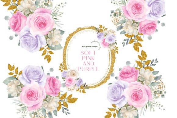 Download Soft Pink Gold Purple Flowers Clipart - Flower Collection