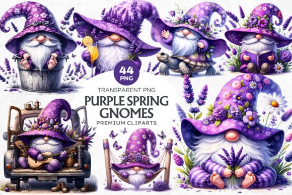 Download 44 Lavender Purple Gnomes Clipart Set - Clipart Collection