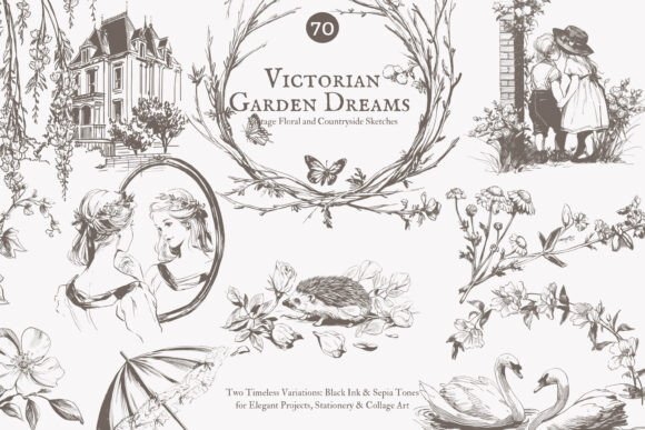 Download Vintage Clipart - Victorian Sketch Set - Clipart Collection
