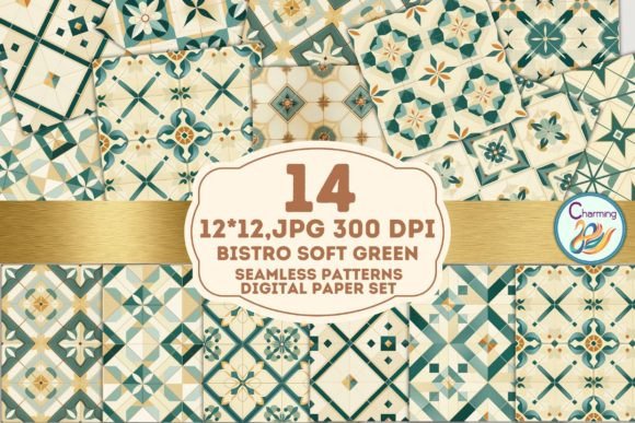 Download Digital Papers Set: Soft Green - Digital paper Collection