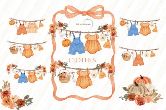 Download Fall Boho Baby Clothesline Clipart - Clipart Collection
