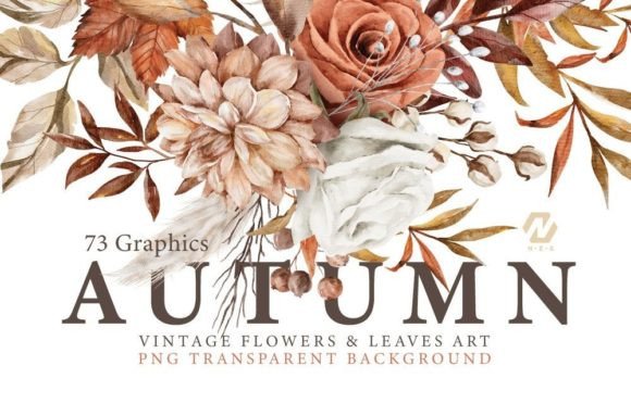 Download Vintage Autumn Flower Leaves PNG Clipart - Flower Collection