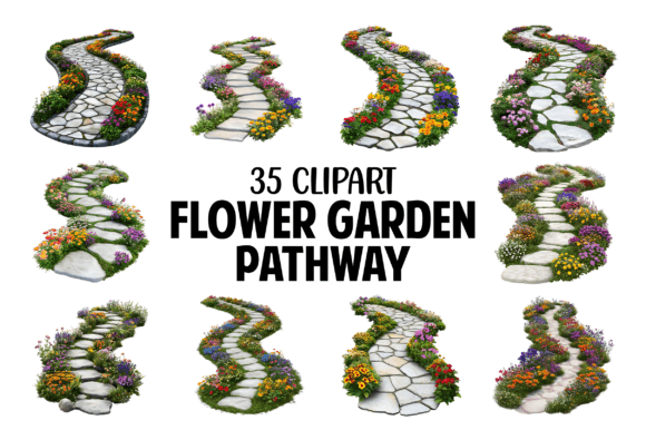 Download Flower Garden Pathway Clipart Bundle PNG - Flower Collection