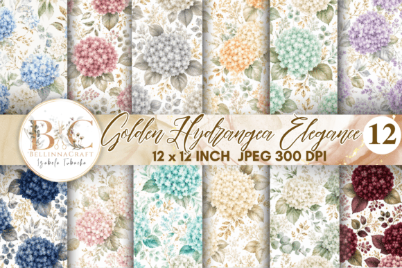 Download WatercolorHydrangea Digital Paper Bundle - Digital paper Collection