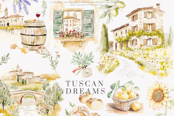 Download Tuscan Clipart Italian Watercolor Png - Clipart Collection