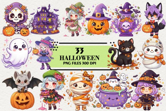 Download Kawaii Purple Halloween Fall Clipart - Clipart Collection