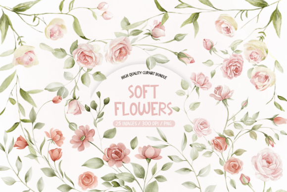 Download Soft Pink Watercolor Flowers - Flower Collection