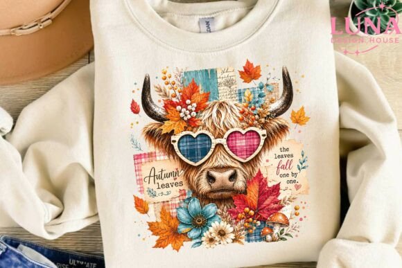 Download Highland Cow Autumn Leaves PNG Clipart - Clipart Collection