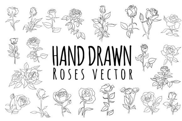 Download Line Hand Drawn Roses Flower - Flower Collection
