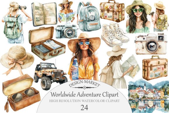 Download Watercolor Worldwide Adventure Clipart - Clipart Collection