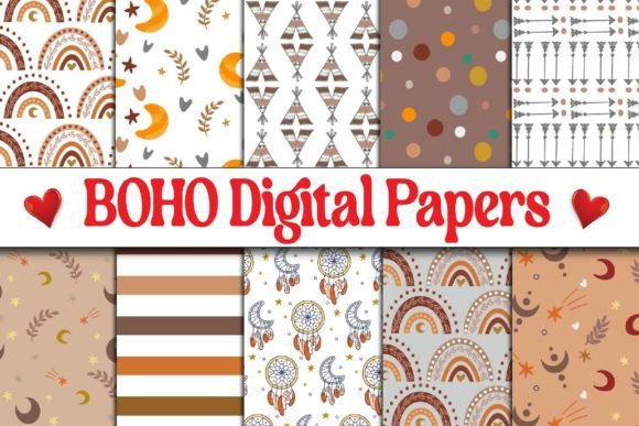 Download Boho Pattern Digital Papers Bundle - Digital paper Collection