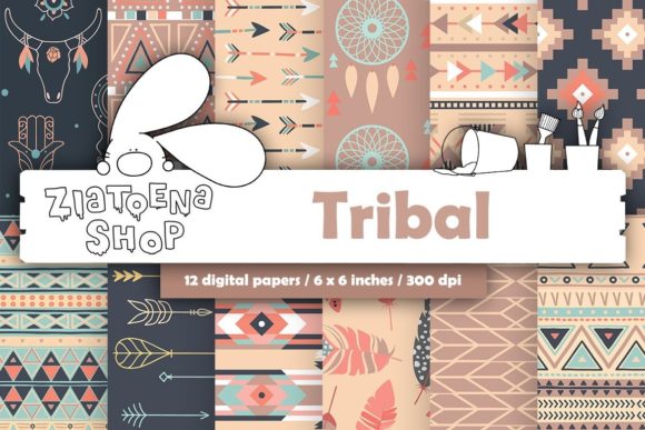 Download Tribal Digital Paper Boho Pattern - Digital paper Collection